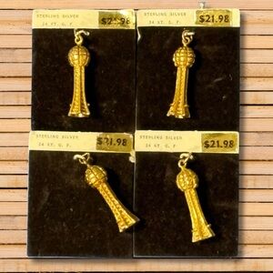 Vtg 1982 Sterling Silver 4 Sunsphere Charms World’s Fair Knoxville 24K Gold Fill